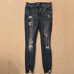 Express Stretchy High Rise Distressed Skinny Jeans
